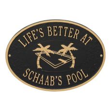 Personalized Swimming Pool Party Plaque, Black / Gold