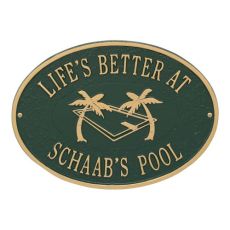 Personalized Swimming Pool Party Plaque, Green / Gold