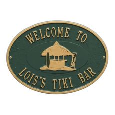 Personalized Tiki Hut Plaque, Green / Gold