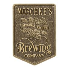 Personalized Original Recipe Brewing Company Beer Plaque, Bronze Verdigris