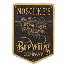 Personalized Original Recipe Brewing Company Beer Plaque, Dark Bronze / Gold