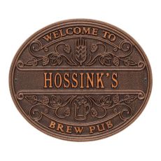 Personalized Brew Pub Welcome Plaque, Oil Rubbed Bronze