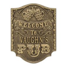 Personalized Pub Welcome Plaque, Bronze Verdigris