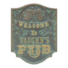Custom Pub Welcome Plaque, Pewter / Silver