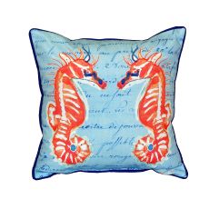 Coral Sea Horses Blue Extra Large Zippered Pillow 22X22