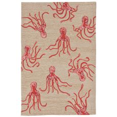 Liora Manne Capri Octopus Indoor/Outdoor Rug Orange 5'X7'6"