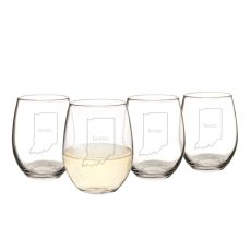 21 Oz. Home State Stemless Wine Glasses (Set Of 4)