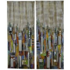 City Reflections Hand Painted Canvas Wall Art