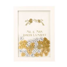 Personalized Gold Heart Drop Guestbook