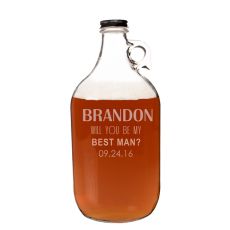 Personalized Will You Be My Groomsman? 64 Oz. Craft Beer Growler