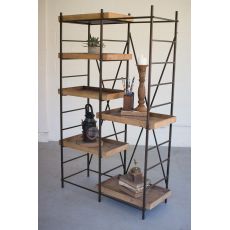 Iron Shelving Unit W/ Six Adjustable Wooden Shelves