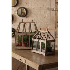 Wood And Glass Terrariums, Set of 2