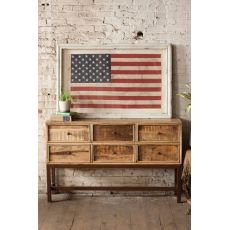 Large Framed American Flag Under Glass