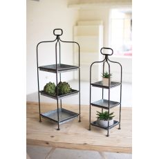 S/2 Tall Metal Display Stands W/ Galvanized Trays