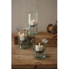 Recycled Glass Ribbed Votive Cylinders, Set of 3