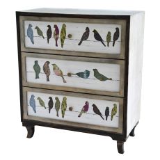 Birds On A Wire 3 Drawer Painted Chest