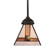 Mix-N-Match 1 Light Pendant In Tiffany Bronze And Multicolor Glass
