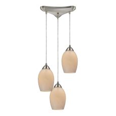 Favela 3 Light Pendant In Satin Nickel And Cocoa Glass