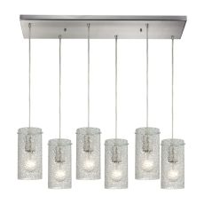 Ice Fragments 6 Light Pendant In Satin Nickel And Clear Glass