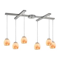 Melony 6 Light Pendant In Satin Nickel And Frosted Glass