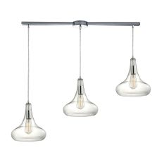 Orbital 3 Light Pendant In Polished Chrome And Clear Glass