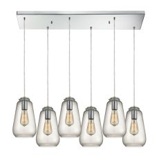 Orbital 6 Light Pendant In Polished Chrome And Clear Glass