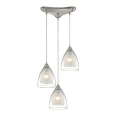 Layers 3 Light Pendant In Satin Nickel And Clear Glass