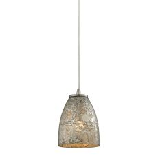Fissure 1 Light Pendant In Satin Nickel And Silver Glass