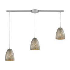 Fissure 3 Light Pendant In Satin Nickel And Silver Glass