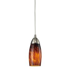 Milan 1 Light Led Pendant In Satin Nickel And Espresso Glass