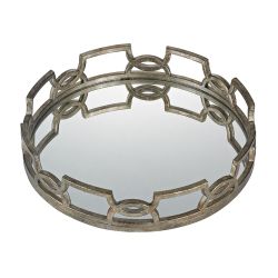Iron Scroll Mirrored Tray
