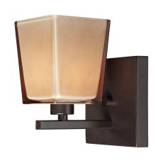 Serenity 1 Light Vanity In Oiled Bronze And Tan Glass