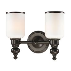Bristol Way 2 Light Vanity In Oil Rubbed Bronze And Opal White Glass