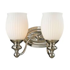 Park Ridge 2 Light Vanity In Polished Nickel And Reeded Glass