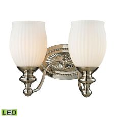 Park Ridge 2 Light Led Vanity In Polished Nickel And Reeded Glass