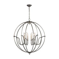 Stanton 8 Light Chandelier In Weathered Zinc With Brushed Nickel Accents