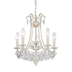 Mini Chandelier In Antique Cream And Clear