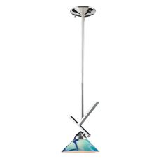 Refraction 1 Light Pendant In Polished Chrome And Caribbean Glass