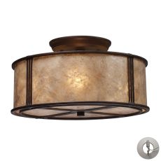 Barringer 3 Light Semi Flush In Aged Bronze And Tan Mica With Adapter Kit