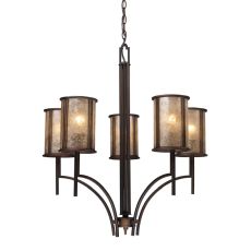 Barringer 5 Light Chandelier In Aged Bronze And Tan Mica