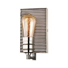 Corrugated Steel 1 Light Vanity In Weathered Zinc And Polished Nickel
