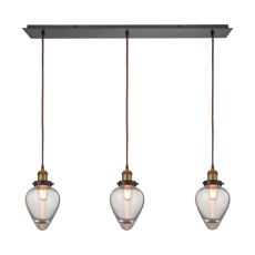 Bartram 3 Light Pendant In Oil Rubbed Bronze And Antique Brass