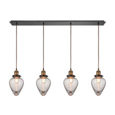 Bartram 4 Light Pendant In Oil Rubbed Bronze And Antique Brass