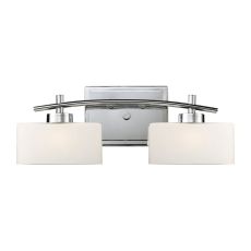 Eastbrook 2 Light Vanity In Polished Chrome And Opal White Glass