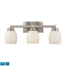 Northport 3 Light Led Vanity In Satin Nickel And Opal White Glass
