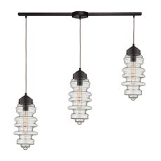 Cipher 3 Light Pendant In Oil Rubbed Bronze And Clear Glass