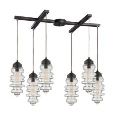 Cipher 6 Light Pendant In Oil Rubbed Bronze And Clear Glass
