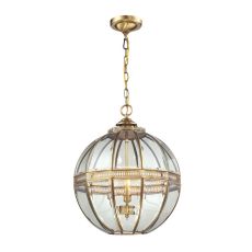 Randolph 3 Light Pendant In Brushed Brass And Clear Glass