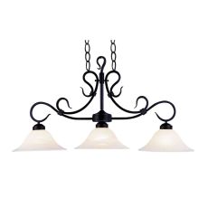 Buckingham 3 Light Island In Matte Black And White Faux Marble Glass