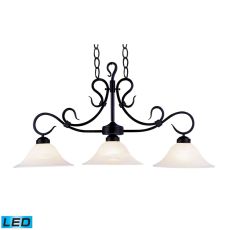 Buckingham 3 Light Led Island In Matte Black And White Faux Marble Glass